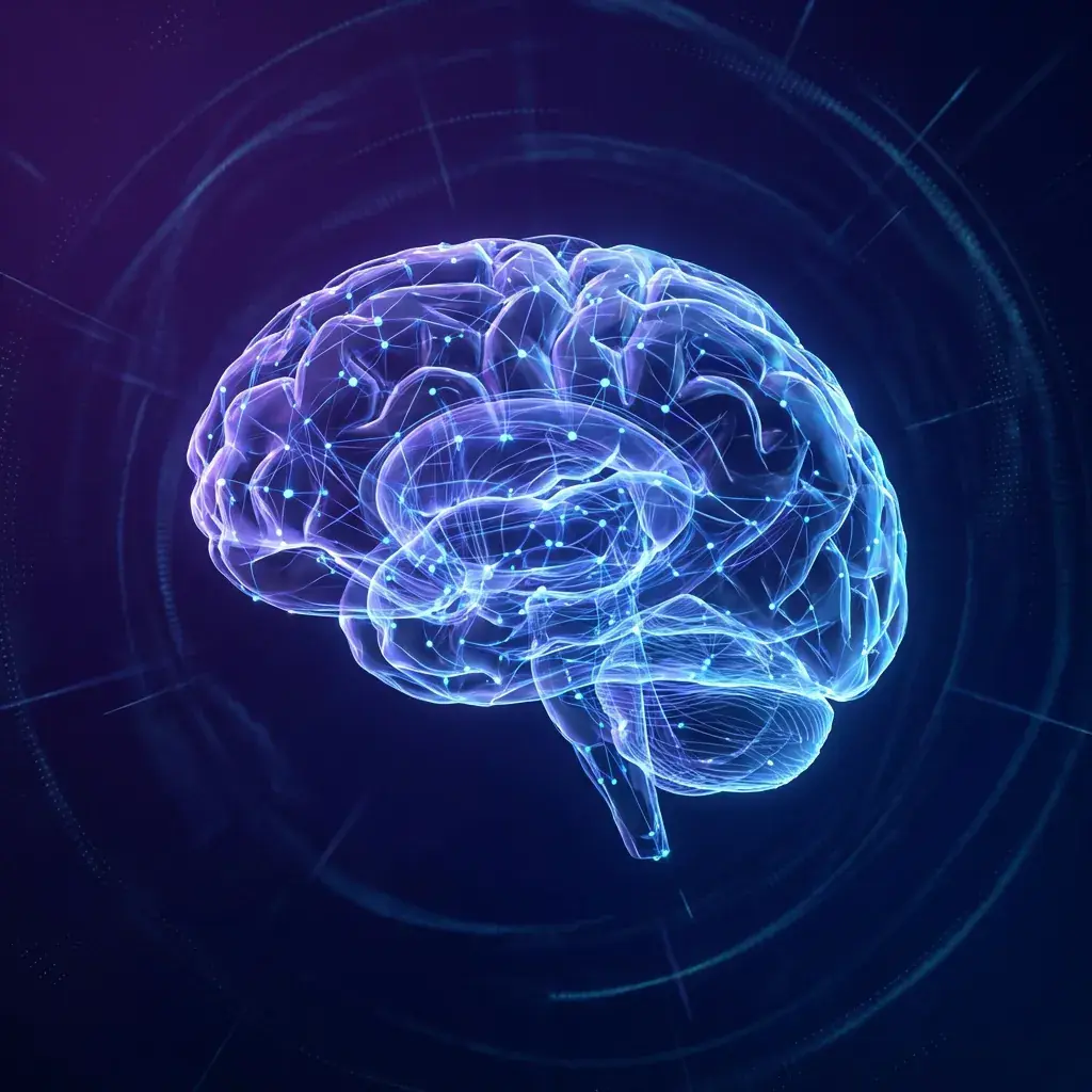 Abstract visualization of an AI brain network